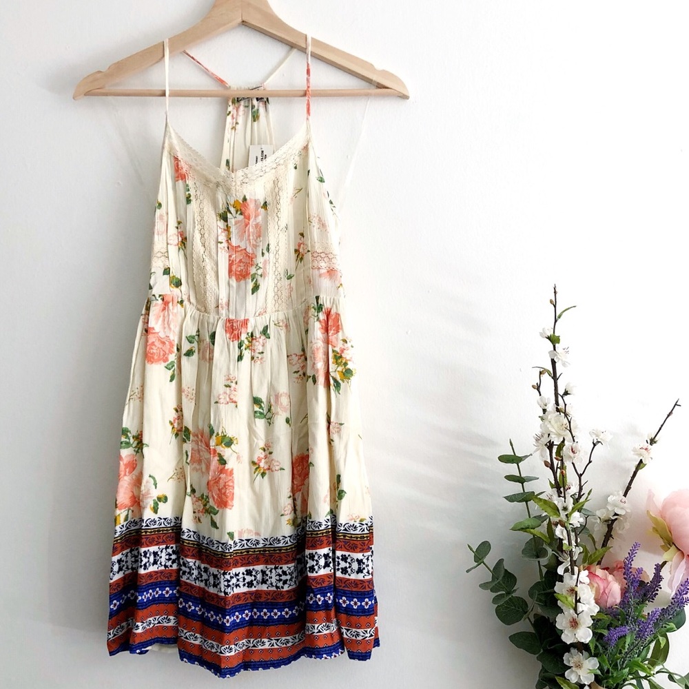Chloé K | Floral Border Sleeveless Gauze Dress XS